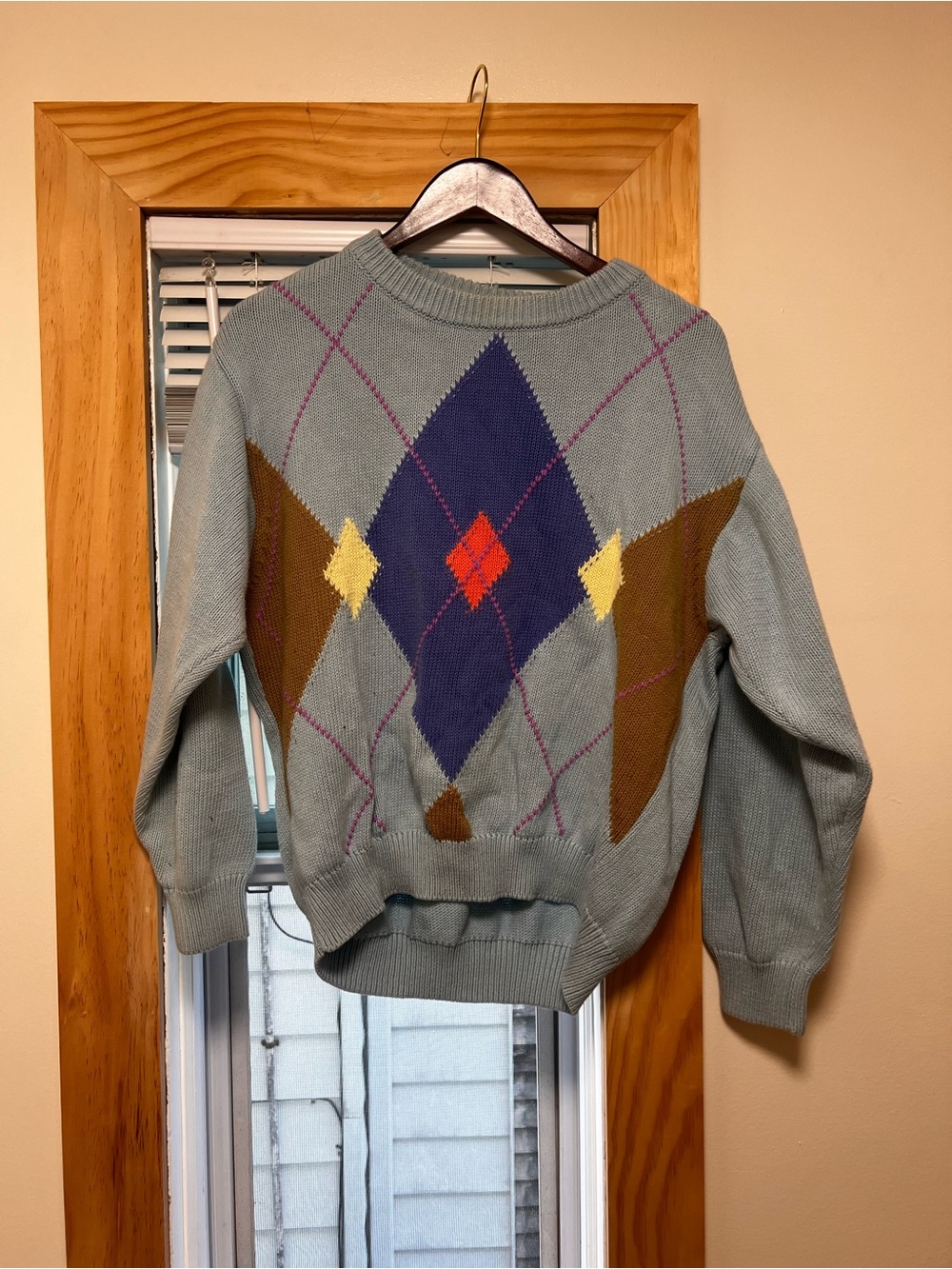United Colors Of Benetton Light Blue and Purple Knit Sweater